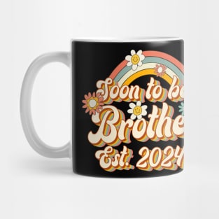 Soon To Be Brother Est. 2024 Family 60s 70s Hippie Costume Mug